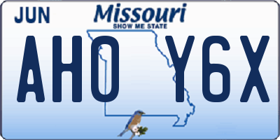 MO license plate AH0Y6X