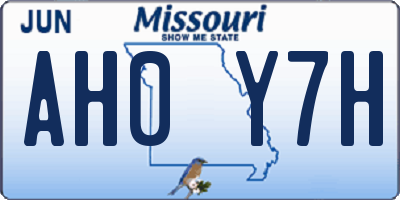 MO license plate AH0Y7H