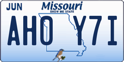 MO license plate AH0Y7I