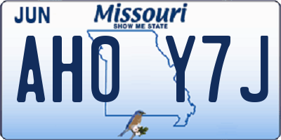 MO license plate AH0Y7J