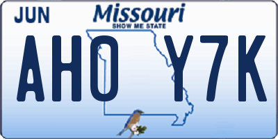 MO license plate AH0Y7K