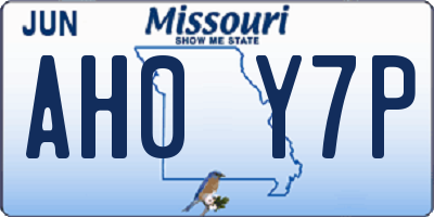 MO license plate AH0Y7P