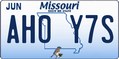 MO license plate AH0Y7S