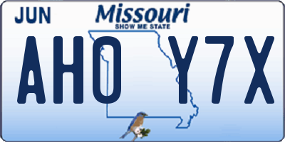 MO license plate AH0Y7X