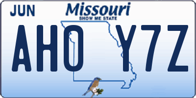 MO license plate AH0Y7Z