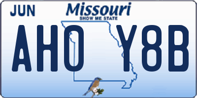 MO license plate AH0Y8B