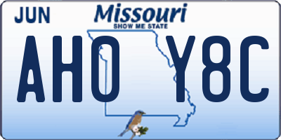 MO license plate AH0Y8C