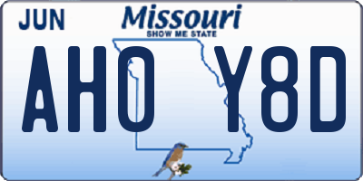 MO license plate AH0Y8D