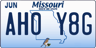 MO license plate AH0Y8G