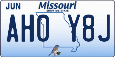 MO license plate AH0Y8J