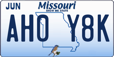 MO license plate AH0Y8K