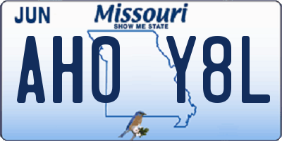 MO license plate AH0Y8L