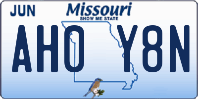 MO license plate AH0Y8N