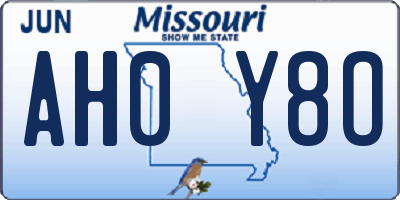 MO license plate AH0Y8O