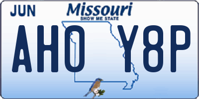 MO license plate AH0Y8P