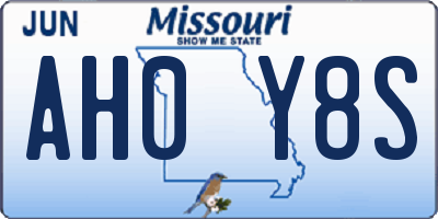 MO license plate AH0Y8S