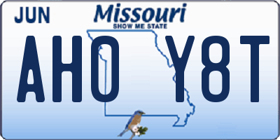 MO license plate AH0Y8T