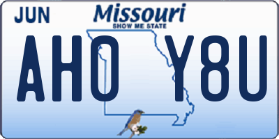 MO license plate AH0Y8U