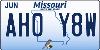 MO license plate AH0Y8W