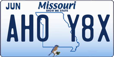 MO license plate AH0Y8X