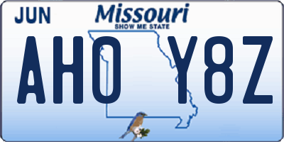 MO license plate AH0Y8Z