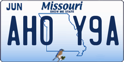 MO license plate AH0Y9A