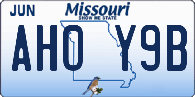 MO license plate AH0Y9B