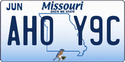 MO license plate AH0Y9C