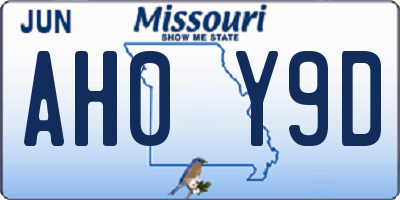 MO license plate AH0Y9D