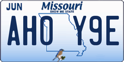 MO license plate AH0Y9E