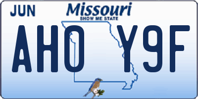 MO license plate AH0Y9F