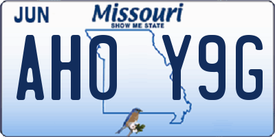 MO license plate AH0Y9G