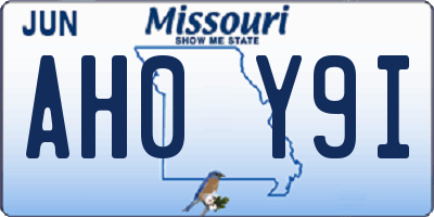 MO license plate AH0Y9I