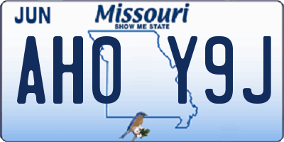 MO license plate AH0Y9J