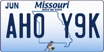 MO license plate AH0Y9K