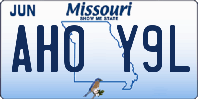 MO license plate AH0Y9L