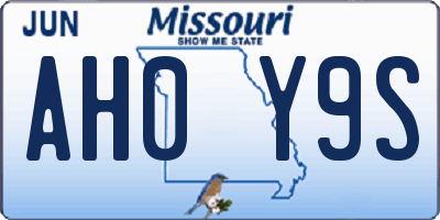 MO license plate AH0Y9S