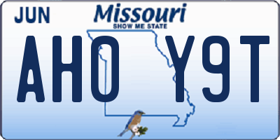 MO license plate AH0Y9T