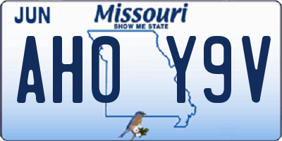 MO license plate AH0Y9V