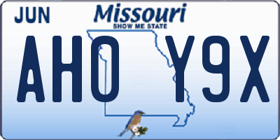 MO license plate AH0Y9X