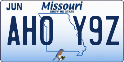 MO license plate AH0Y9Z