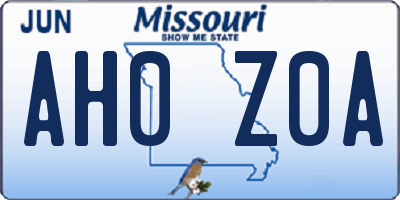 MO license plate AH0Z0A