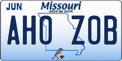 MO license plate AH0Z0B