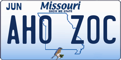 MO license plate AH0Z0C