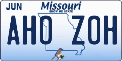 MO license plate AH0Z0H