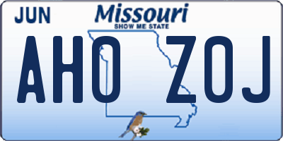 MO license plate AH0Z0J