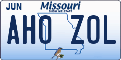 MO license plate AH0Z0L