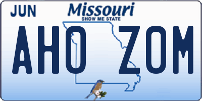 MO license plate AH0Z0M