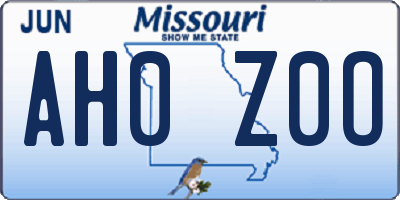 MO license plate AH0Z0O