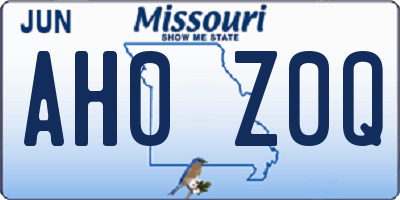 MO license plate AH0Z0Q